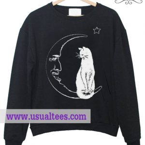 Black Sweater Cat And Moon Sweatshirt